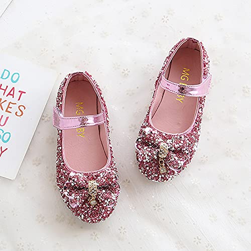 Toddler Girls Sequin Dress Shoes Glitter Bowknot Ballerina Flat Wedding Dance Party Princess Crystal Mary Jane Shoes3