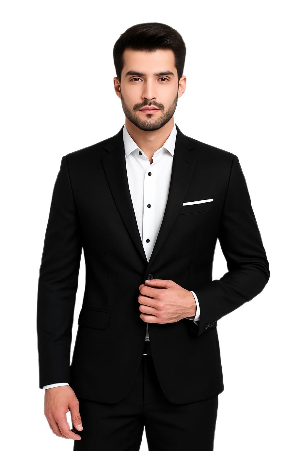 Men's Formal Blazer, Black, Single Button, Notch Lapel, Slim Fit