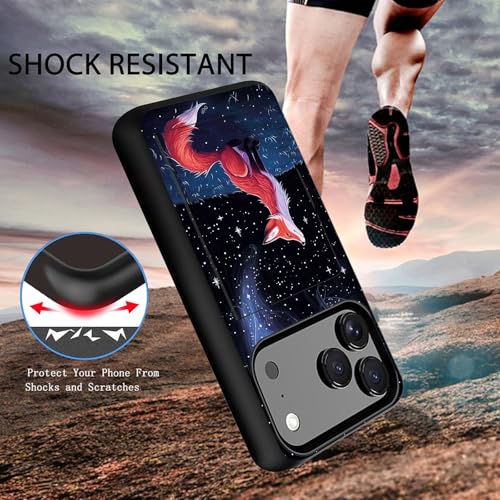 wiaekosef for iPhone 17 Pro Max Case,Wallet Case Credit Card Holder Dual Layer Hybrid Shockproof PC + TPU Case Cover for iPhone 17 Pro Max 6.9" 2025,Fox Moon Starry Sky - image 4