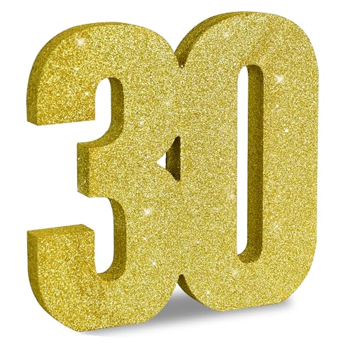 Image of TONIFUL 30th Birthday Decoration for Men and Women,30th Anniversary Decoration,Glod Glitter 30th Birthday Centerpieces for Party Decoration,Number 30 Centerpiece Table Decoration