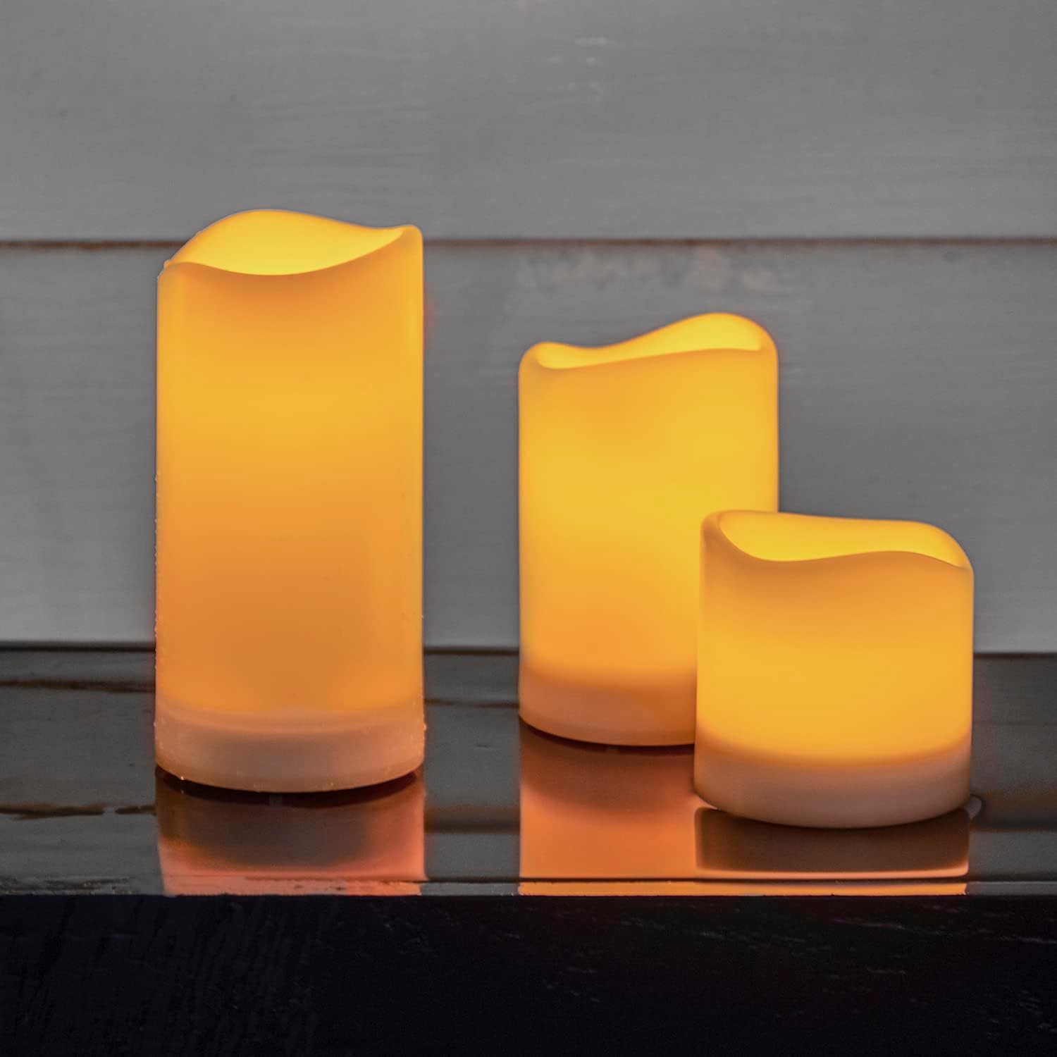 LampLust Outdoor Solar Candles, 3 Pack, 4 Inch Flameless