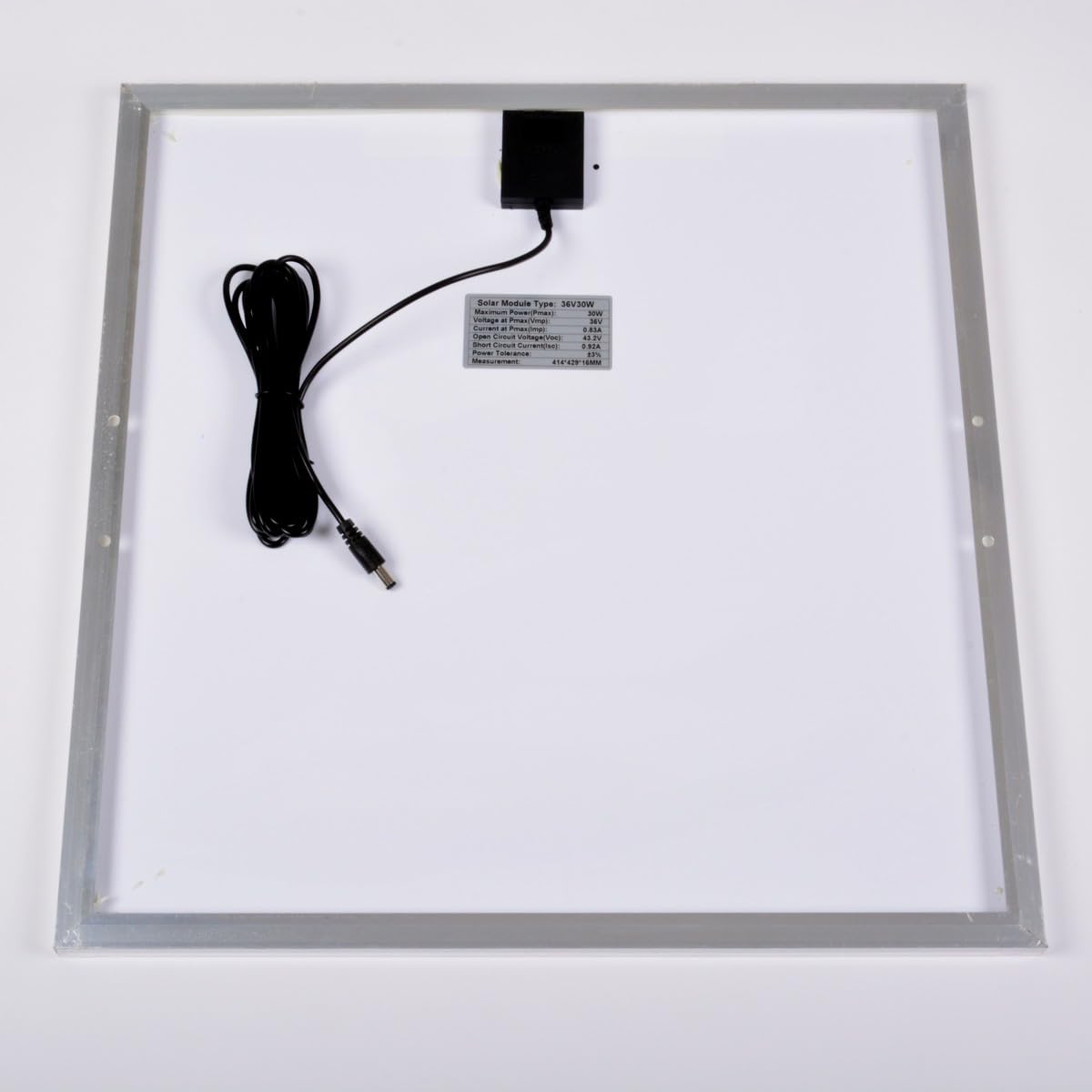 AFTERTECH Module photovoltaïque 30 W 24 V - Panneau solaire - Monocristallin 30 W 36 V Idéal pour systèmes 24 V avec connecteur DC5521 - Dimensions 414 x 429 x 16 mm - Support ftv36 v30 W