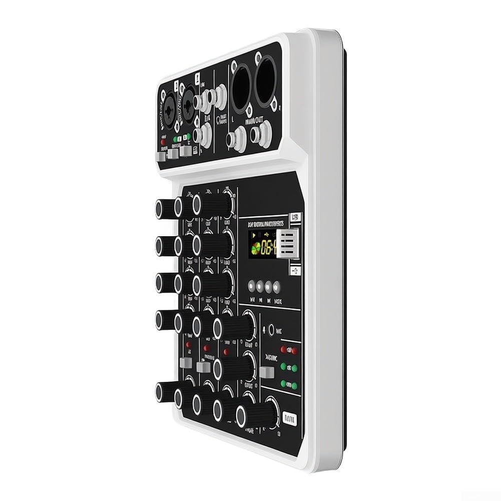 Console di mixaggio compatta a 4 canali da 48 V con microfono per prestazioni Console di mixaggio a 4 canali in miniatura con alimentazione