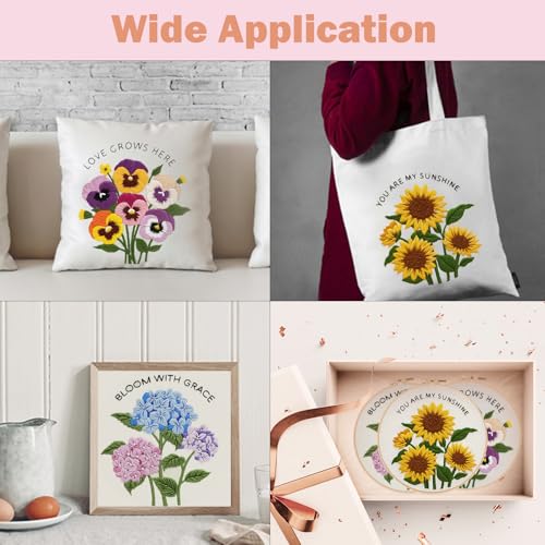 Image of Nuberlic 3 Pack Embroidery Kit for Beginners, Floral Cross Stitch Kit | Beginner Friendly Complete Embroidery Kit With Pre Printed Fabric And Premium Threads