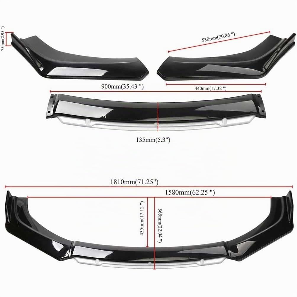 Spoiler Parachoques Delantero para Hyundai i10 i20 i30 ix20 ix35 i40 Tucson, Coche ABS Alerón Delantero Difusor Inferior Labio Kits Carrocería Exteriores Accesorios,E-Black Red