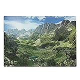 Lunarable Mountain Cutting Board, Mountain Lakes in Albanian Alps Nature Reserves Touristic Lakeside...