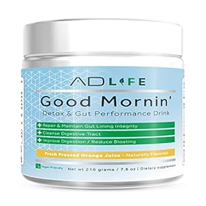 Project AD Life Good Morning Detox and Performance Drink, Naturally Flavored and Formulated with L-GLutamine, Apple Cider Vinegar, and Aloe Vera (24 Servings, Fresh Pressed Orange Juice)
