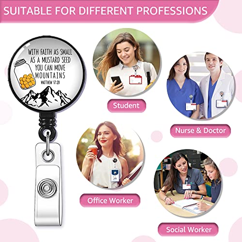Geygie With Faith As Small As A Mustard Seed Badge Reel Retractable With Alligator Clip, Funny Proud Id Badge Holder Faith Gift For Any Church Goer, Pastor Christian Office Worker Nurse Doctor Teacher #TOP4