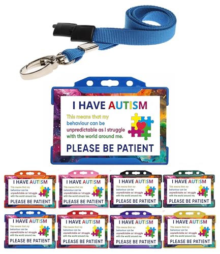 Quantum Leap Autism Awareness Card Hidden Disability Lanyard I Have Autism Lanyard Card - Please Be Patient Badge - with Blue Card Holder & Blue Hidden Disability