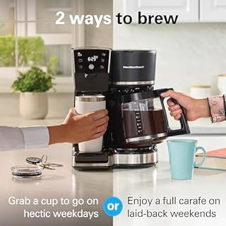 Hamilton Beach 2-Way 12 Cup Programmable Drip Hot and Iced Coffee Maker & Single Serve Coffee Machine, Glass Carafe, Auto Pause and Pour, Black (47500J)