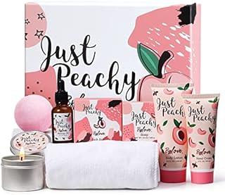 Pamper Gifts for Women,Spa Gift Box 8PCS Peach Scent Included Hand Cream,Towel,Bath Bomb,Candle,Oil,Birthday Gifts for Women,Beauty Gifts Sets for Women,Bath Sets for Women Box Gifts,Mothers Day Gift