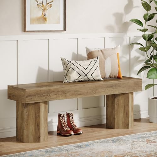 Tribesigns Wooden Entryway Bench, 41" Farmhouse Indoor End of Bed Bench, Long Dining Seat for Dining Room, Bedroom, Entry, Mudroom, Easy Assembly