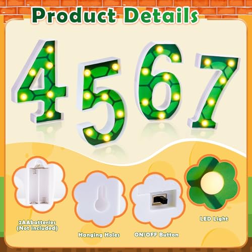 LED Number Lights Cartoon Themed Birthday Decorations LED Light Up Number Centerpieces Table Decorations for Party Supplies Backdrop Wall Decor for Birthday Party Decorations (Number 5)