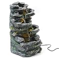 toilmua 6-Tier Rock Waterfall Fountain, Outdoor Water Feature with Led Warm Lights - Fountain Decoration Suit for Porch, Backyard, Garden or Lawn (Small) US Plug