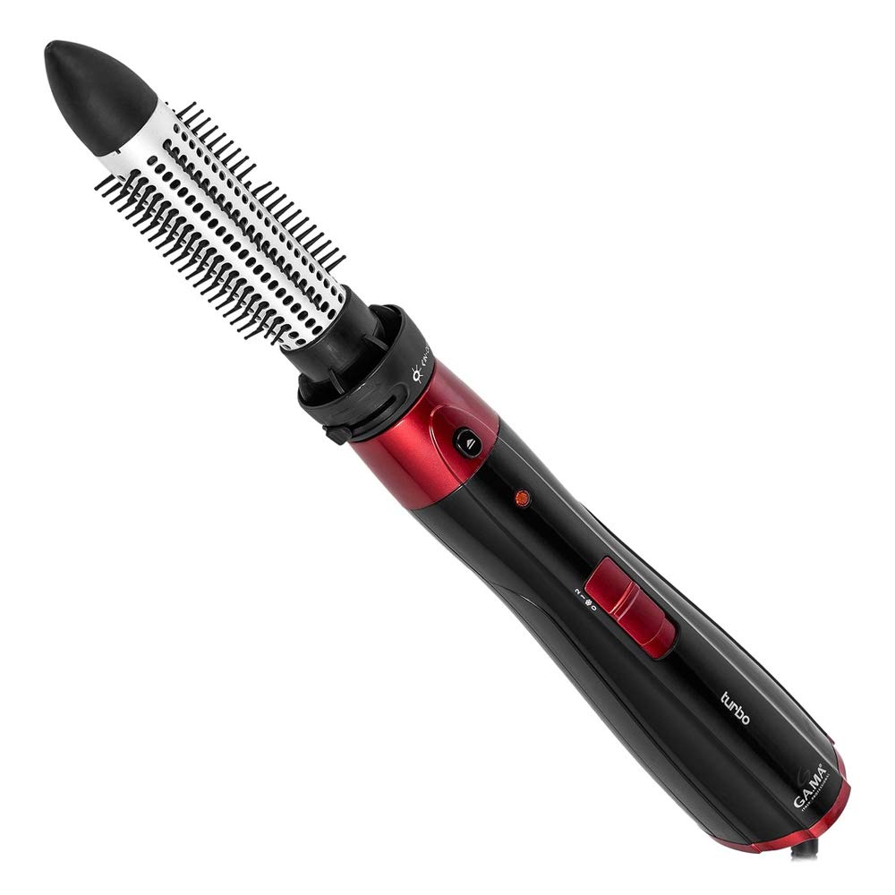 GA.MA ITALY PROFESSIONAL Modellatore Multistyler Turbo - 3 Termo spazzole di 21, 30 e 33 mm, Spazzola lisciante, Arricciacapelli e bocchetta - Potenza 1200 W, nero/rosso