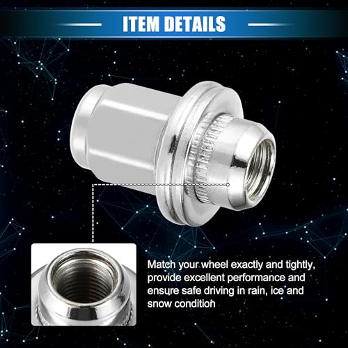 Image of 5 Pcs Wheel Lug Nuts Compatible for Toyota Tundra Sequoia 2008-2021, Durable Chorme Plated M14x1.5 Carbon Steel Silver Tone Tire Lugnuts