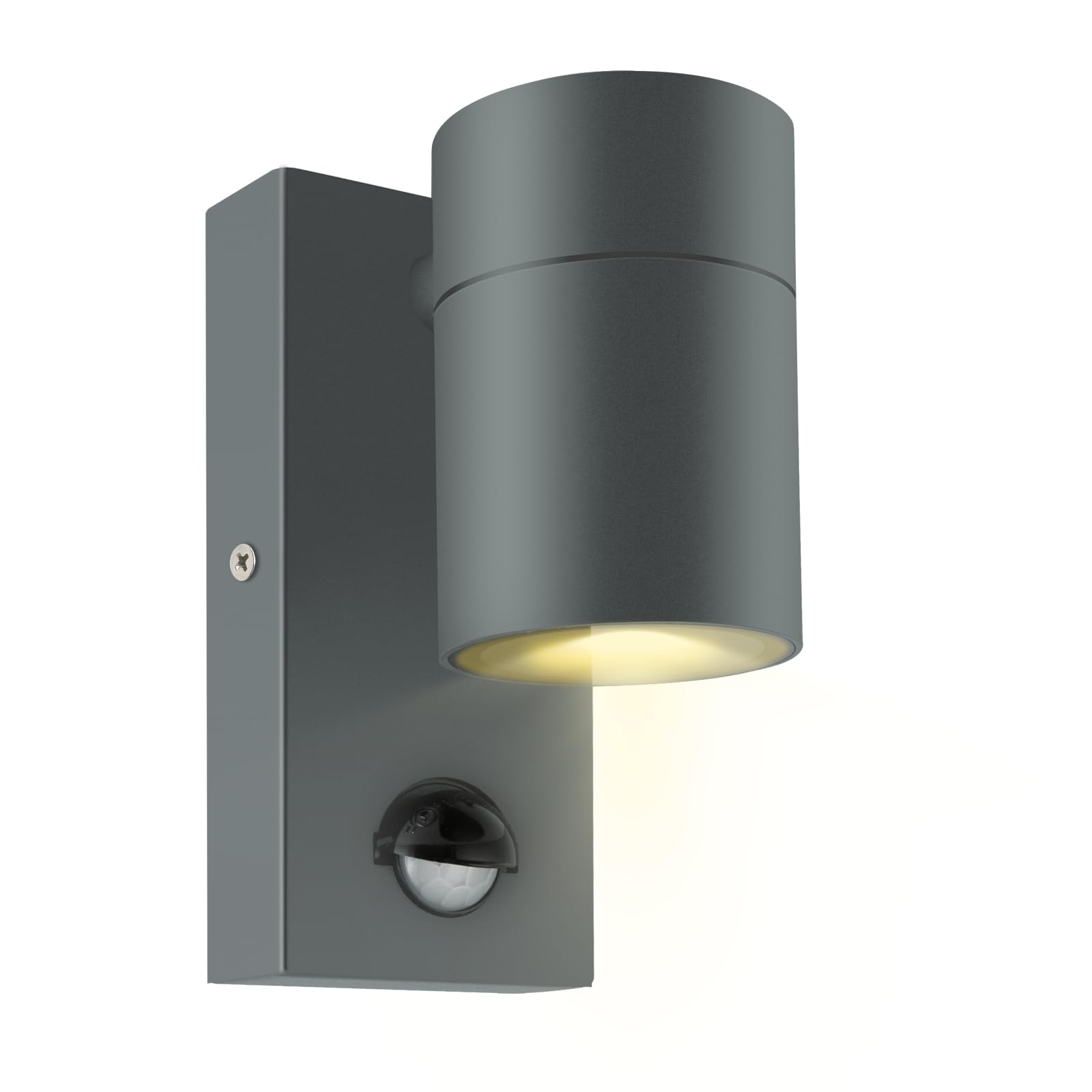 Kerry Outdoor Motion Sensor Wall Lights, Downward Outside Lighting Mains Powered, IP44 Anthracite Grey Stainless Steel Downlight, Exterior PIR Detector Security Fixture for Front Door, Porch, Garden
