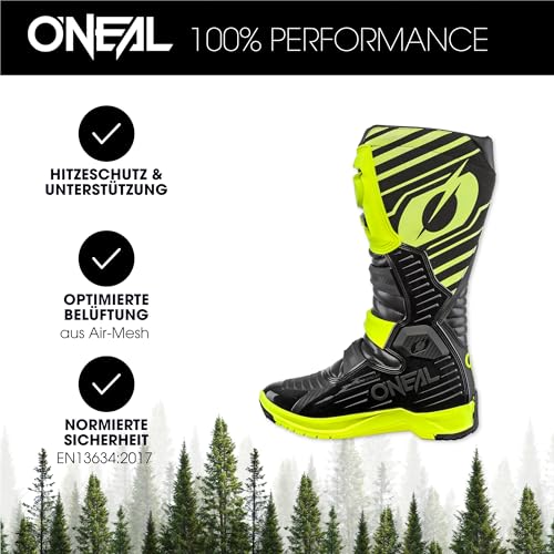 Foto von O'NEAL Motocross Stiefel RMX Boot EU I Enduro Motorrad I Ergonomische Motorradschuhe Herren & Damen mit Anti-Rutsch Sohle I Schwarz Neon-Gelb I Größe 47