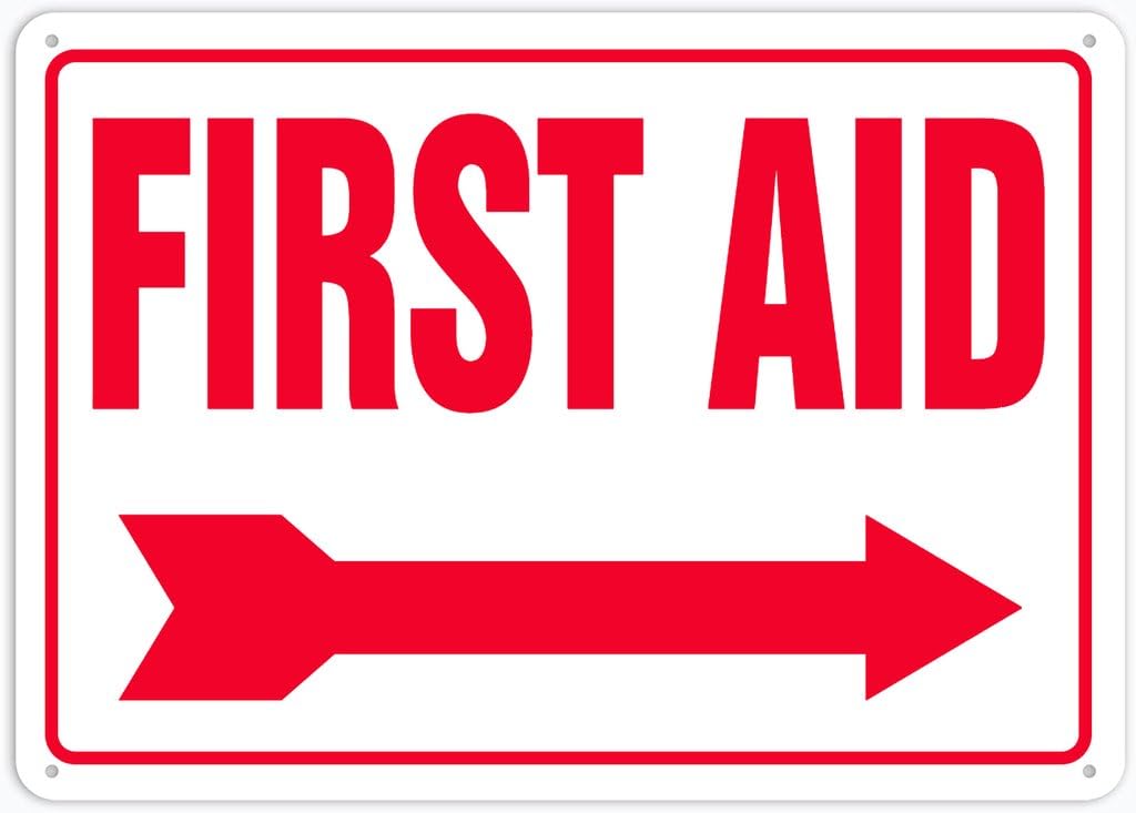 8"x12" Rust Free Aluminum Metal Sign - First Aid Right Arrow - Waterproof, Weatherproof, Fade Resistant, 4 Pre-Drilled Holes