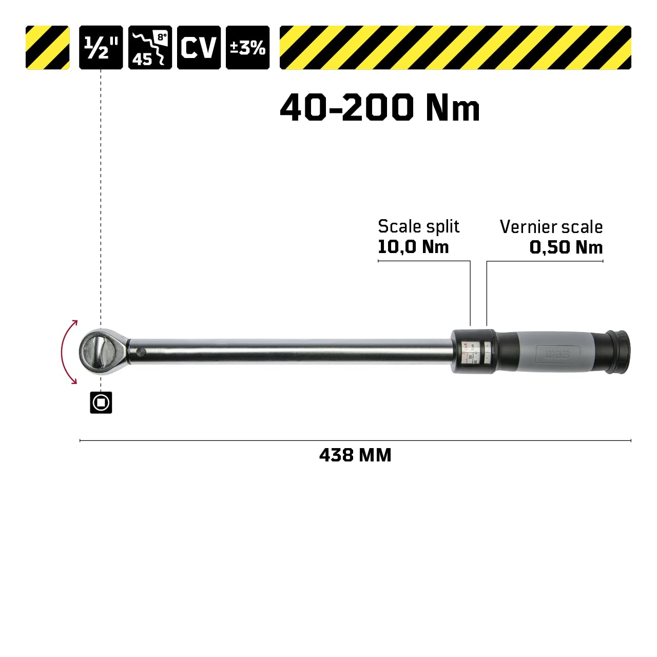 Chiave dinamometrica automatica da 1/2", con coppia da 40 a 200 Nm. | WGB Das Werkzeug