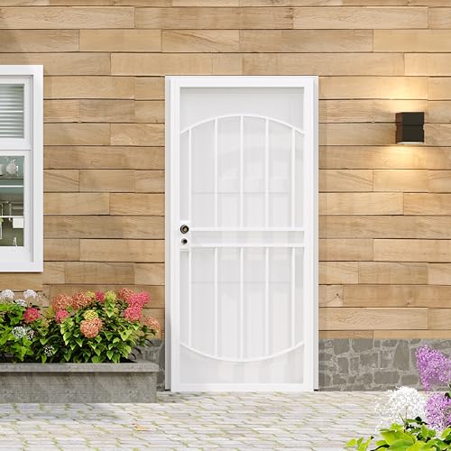 Lakenyon Prehung Steel Security Screen Door, 32" x 80",