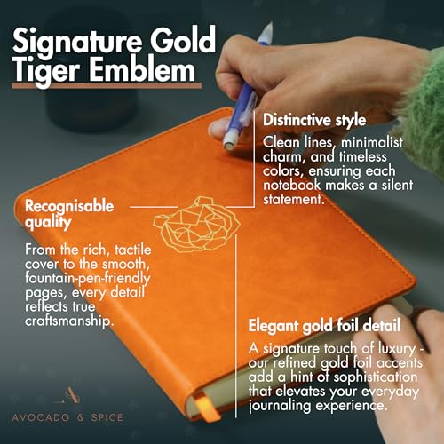 A5 Notebook by Avocado and Spice® with Gift Box & Velvet Bag - A5 Journal Notebook Journals for Women and Men - Travel Journal Hard Back Notebook Lined A5-200 Thick Pages (Orange, Lined)