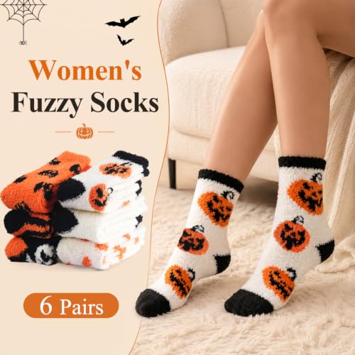 Image of Toes Home Fuzzy Socks for Women, 6 Pairs Cozy Winter Fluffy Slipper Socks