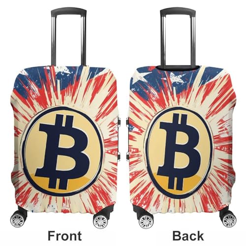 Bitcoin U.s.a. Flag Travel Luggage Cover for Suitcase 19-32 Inches Elastic Washable Baggage Protector3