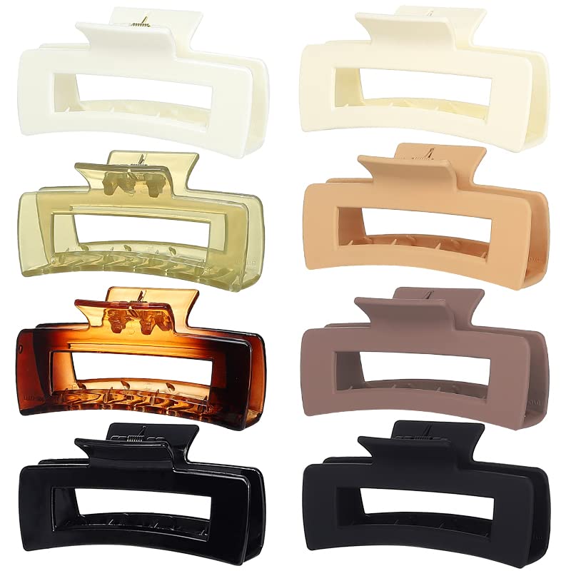 laxizar Hair Claw Clips 8 PCS 4.1 Inch Barrettes Rectangle Shape Clips Fashion Hair Clips