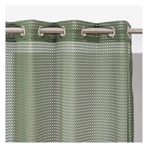 ROCLE Voilage Waska Filet Kaki | Oeillets Argent Mat | 140 x 240 cm