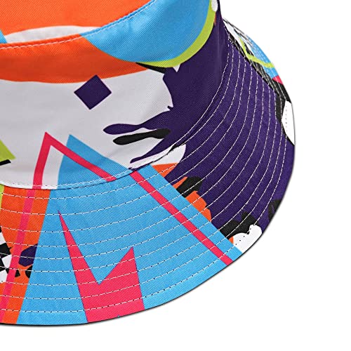 Presanew 90S Bucket Hat Unisex 80S Hats Colorful Print 90S Hats For Women Men Adorable Travel Bucket Hat Aesthetic #TOP7