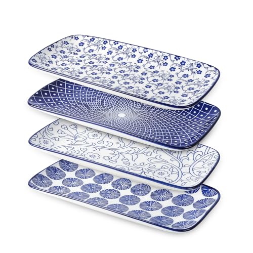 Selamica Ceramic Rectangular Salad Plates Set, Dinner Plate 9.4 Inch Dessert Plates For Party Entertaining, Small Serving Plates For Appetizers cover