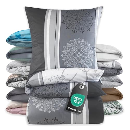 BaSaTex Bettwäsche 135x200 Baumwolle Set 2 teilig - 100% Baumwolle - 1x...