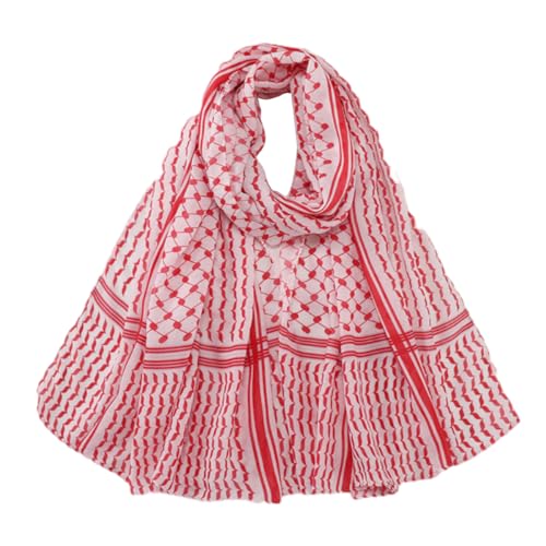 Image of FACELESS Polyester Printed Tie Dye Headscarf, Long Scarf (2, Grid+Red)