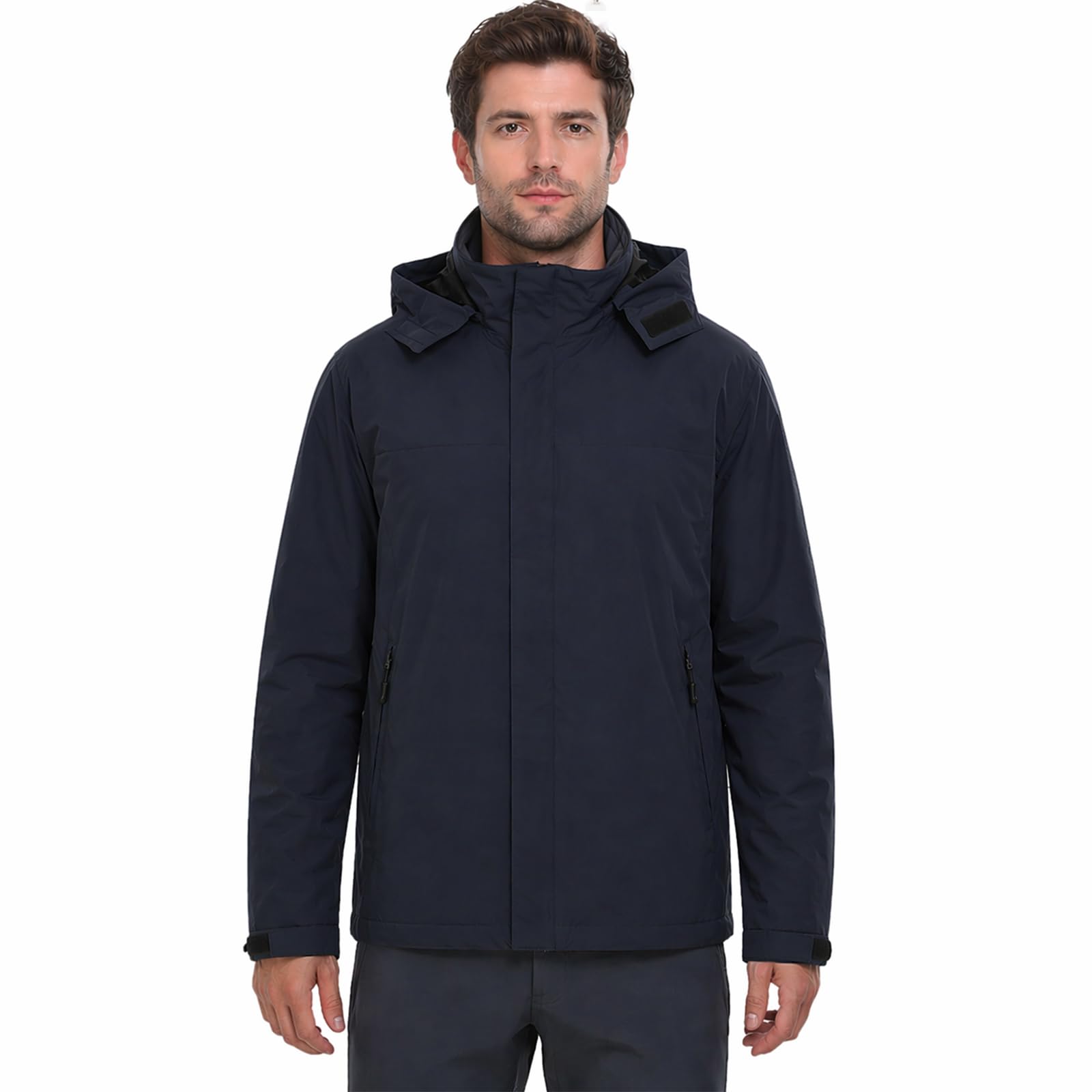 Modvibe Regenjacke Herren Wasserdicht Atmungsaktiv Regenmantel Herren Wasserdicht Outdoorjacke Windbreaker mit Abnehmbarer Kapuze Leichte Regenjacke Herren für Wandern Reisen