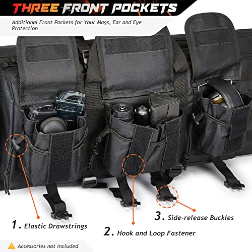 Dulce Dom Double Rifle Case Soft Padded Long Rifle Bag, Tactical Gun Case Storage For Shotguns Shooting Hunting Dual Carrying Backpack Accessories (Black, 42"X 12") #TOP3