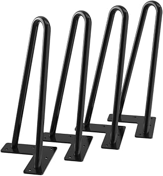 Hairpin Table Legs Black   Set of 4 Heavy-Duty Furniture Legs   Metal Hairpin Legs for Modern DIY Desk, Bench & Table Legs for Home & Office 4 inch 10 cm   2 Pin