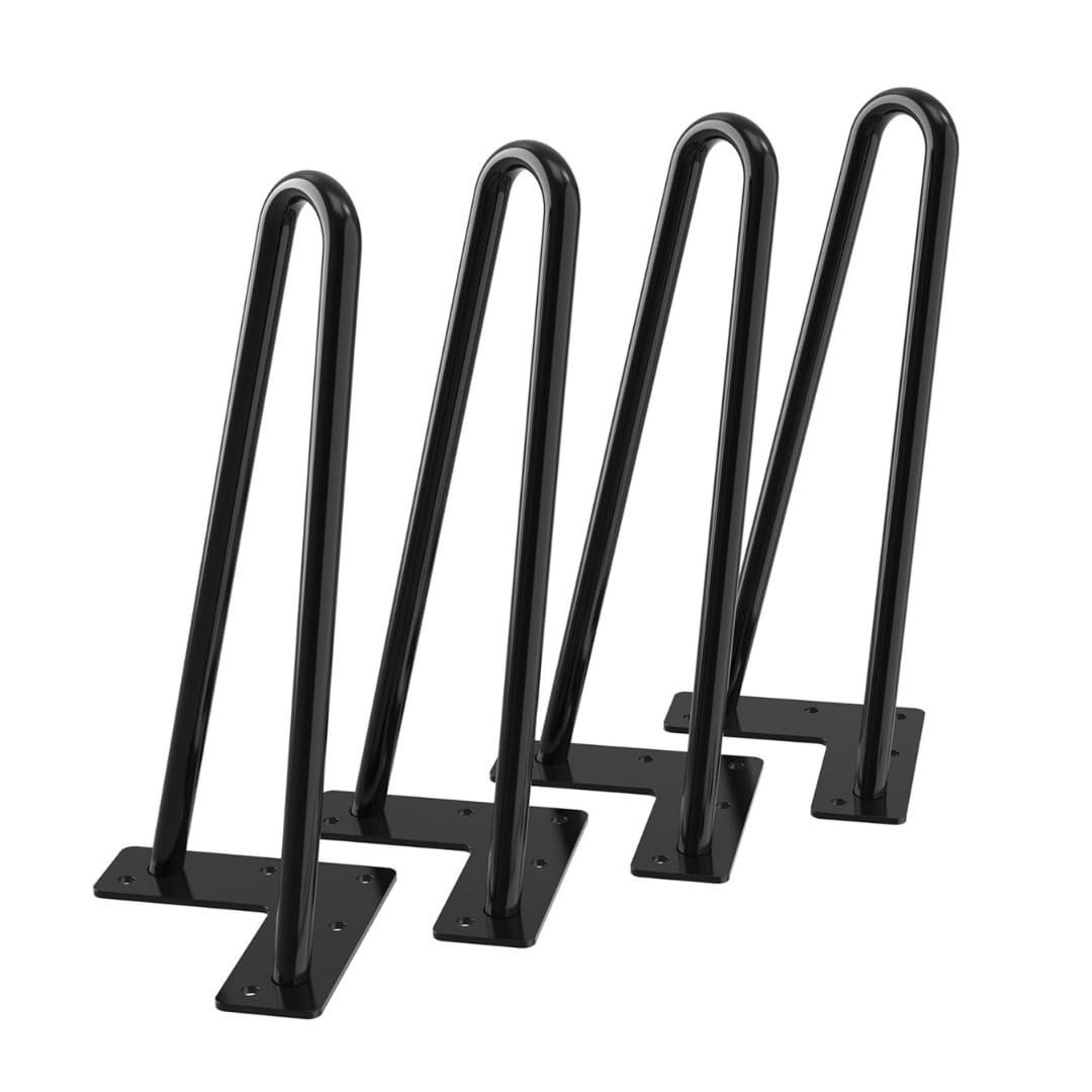 MAIL MORE Hairpin Table Legs Black – Set of 4 Heavy-Duty Furniture Legs – Metal Hairpin Legs for Modern DIY Desk, Bench & Table Legs for Home & Office (10 inch (25 cm) – 2 Pin)