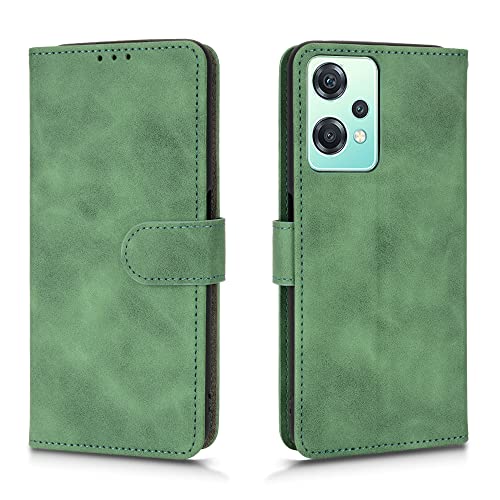 AMWEI Funda para OnePlus Nord CE 2 Lite 5G Funda Libro, Flip Carcasa Magnética con Soporte y Cartera para Tarjetas, Premium PU/TPU Cuero Case Cover Billetera. Verde