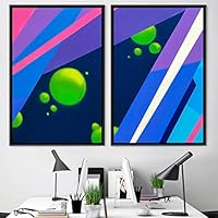 2 Piece Framed Canvas Wall Art Colorful Art Lights Canvas Prints Home Artwork Decoration for Living Room,Bedroom - 16
