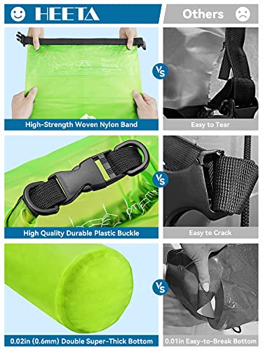 Image of HEETA Dry Bag Waterproof for Women Men, Roll Top Lightweight Dry Storage Bag Backpack with Phone Case for Travel Swimming Boating Kayaking Paddle Board Camping Beach Accessories (Lemon Green, 20L)