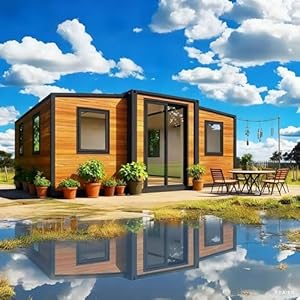 Tiny Houses to Live in for Adults, 20Ft Tiny Homes for Sale Prefab Expandable Modular Mobile House Customizable with 2 Bedrooms, 1 Fully Equipped Bathroom and Kitchen, 1 Living Room, Foldable Home