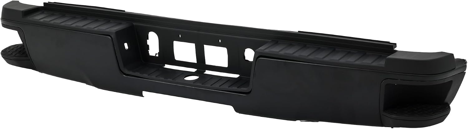 Rear Step Bumper Compatible with 2014 2015 2016 2017 2018 Chevy Silverado/GMC Sierra 1500 Black Steel without Sensor Holes,GM1103177