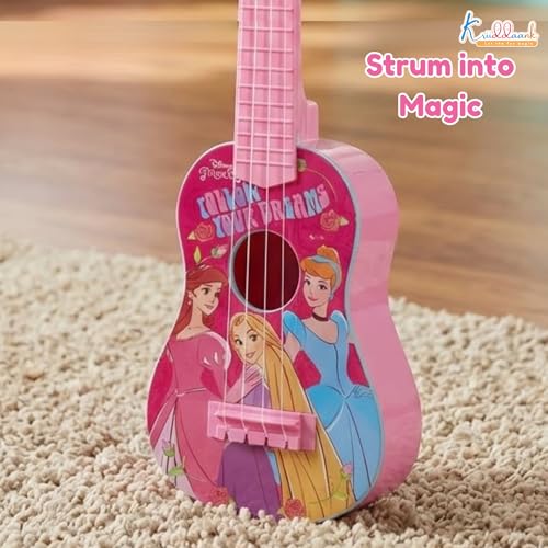 Image of Princess Theme Toy Guitar for Girls - Lightweight & Durable Educational Musical Instrument for Toddlers - Pink Guitar| Birthday Gift for Kids Ages 3+