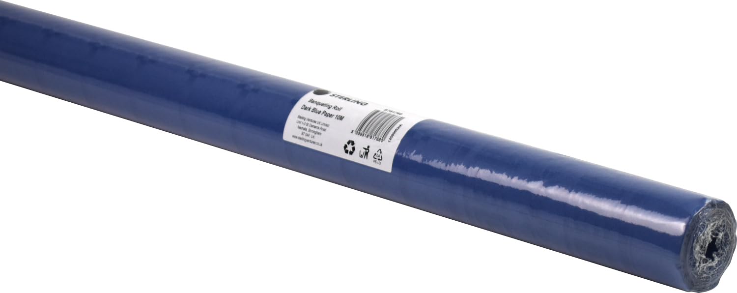 Sterling Ventures 10M Table Cloth Embossed Paper Banqueting Roll Table Cover (Dark Blue)