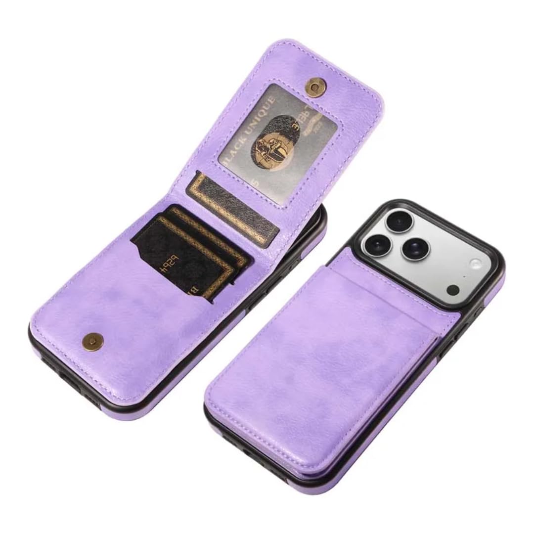 Étui Portefeuille en Cuir pour iPhone 17 Pro avec emplacements pour Cartes et Porte-Cartes - Protection optimale (pour iPhone 17 Pro/Violet Clair)