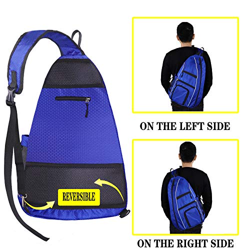 LLYWCM Sling Bag | Pickleball Bag - Reversible Crossbody Sling Backpack for Pickleball Paddles, Tennis, Pickleball Racket and Travel for Women Men (Blue) - Thumbnail 4