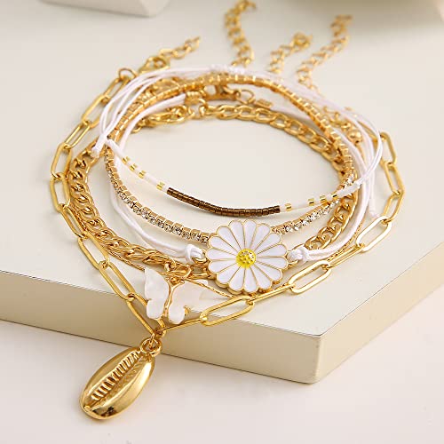 Image of Shining Diva Fashion Stylish Multilayer Gold Plated Bangle Bracelet for Women and Girls