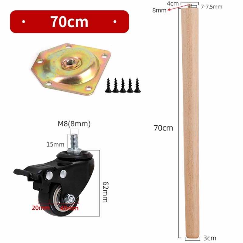 Pieds de meuble en bois coniques de 70cm pour table moderne - 3