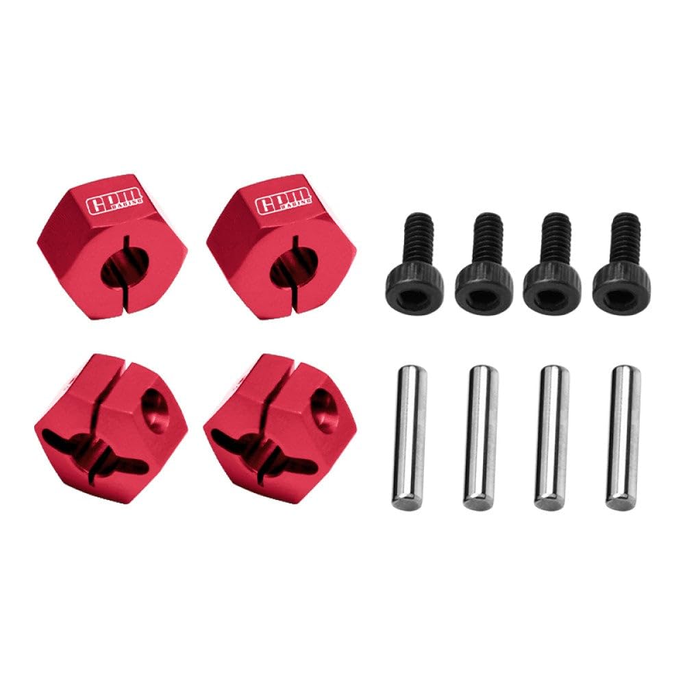 Aluminum 7075 Alloy Front and Rear Clamp Type Wheel Hub 12mm for Traxxas 1:16 Mini Maxx 4WD 107154-1 / Mini XRT VXL-3S 108076-1 Monster Truck Upgrades - Red